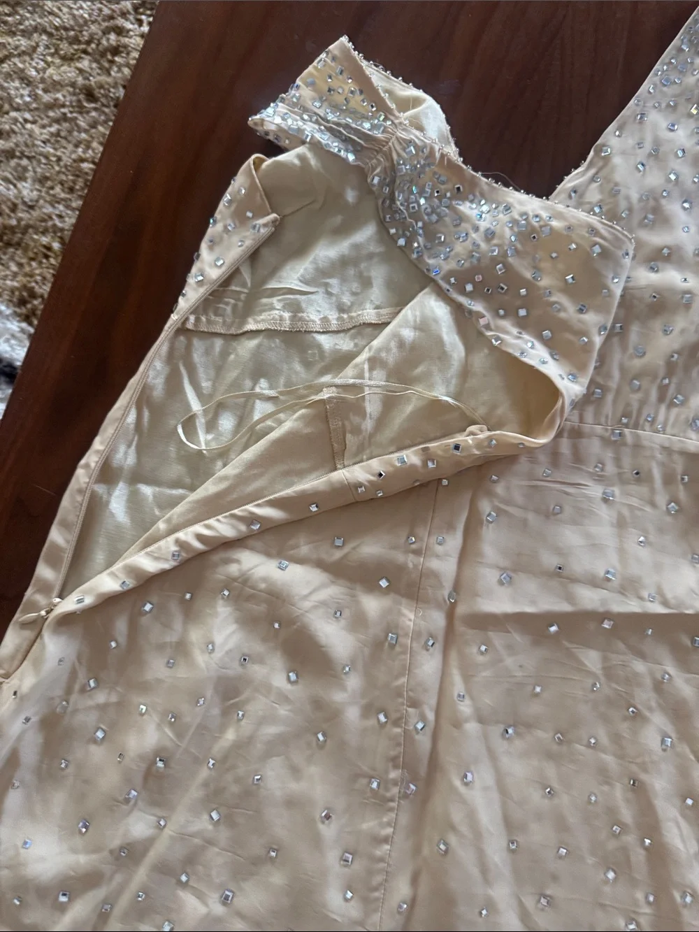 Zara Cream Beaded V-Neck Mini Dress - Picture 5 of 7